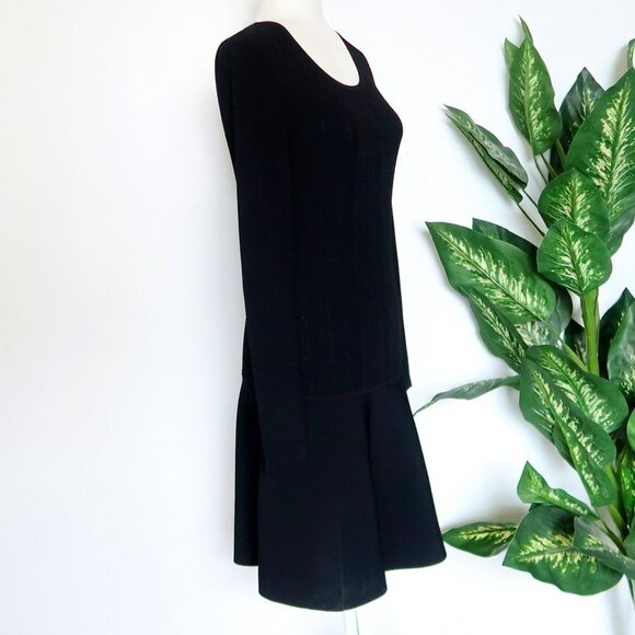 Rag & Bone Isla Black Knit Long Sleeve Fit & Flare Scoop Neck Mini Dress Medium - Picture 8 of 16